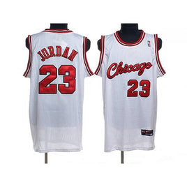 Mens XL Bulls #23 Michael Jordan Stitched White Crabbed Typeface NBA Jersey