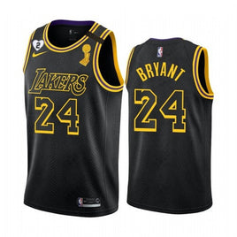 Men's XL Los Angeles Lakers #24 Kobe Bryant 2020 Black NBA Finals Champions With Gigi Patch Mamba Stitched Jersey
