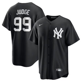 Men's XL   New York Yankees #99 Aaron Judge Nike Black Lights Out Replica Player Jersey